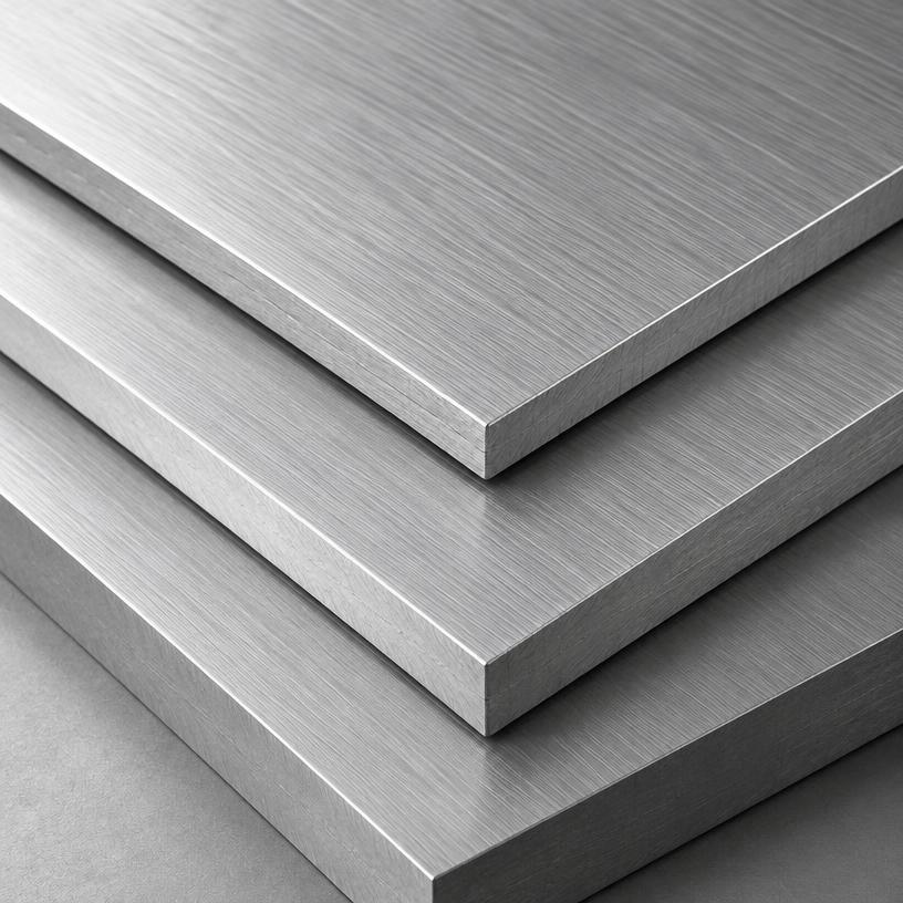 Brushed aluminium plates with machined edges