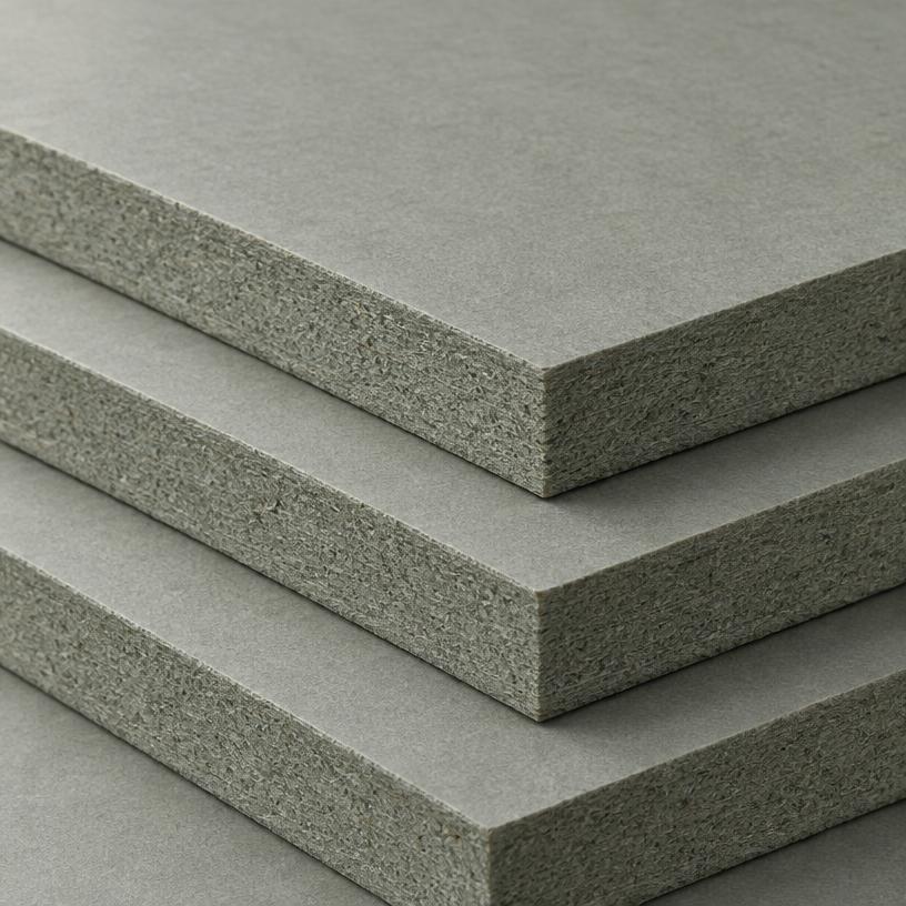 Close-up of moisture-resistant fibreboard panels