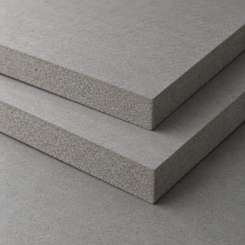 Close-up of dense fibrous MDF panel edges