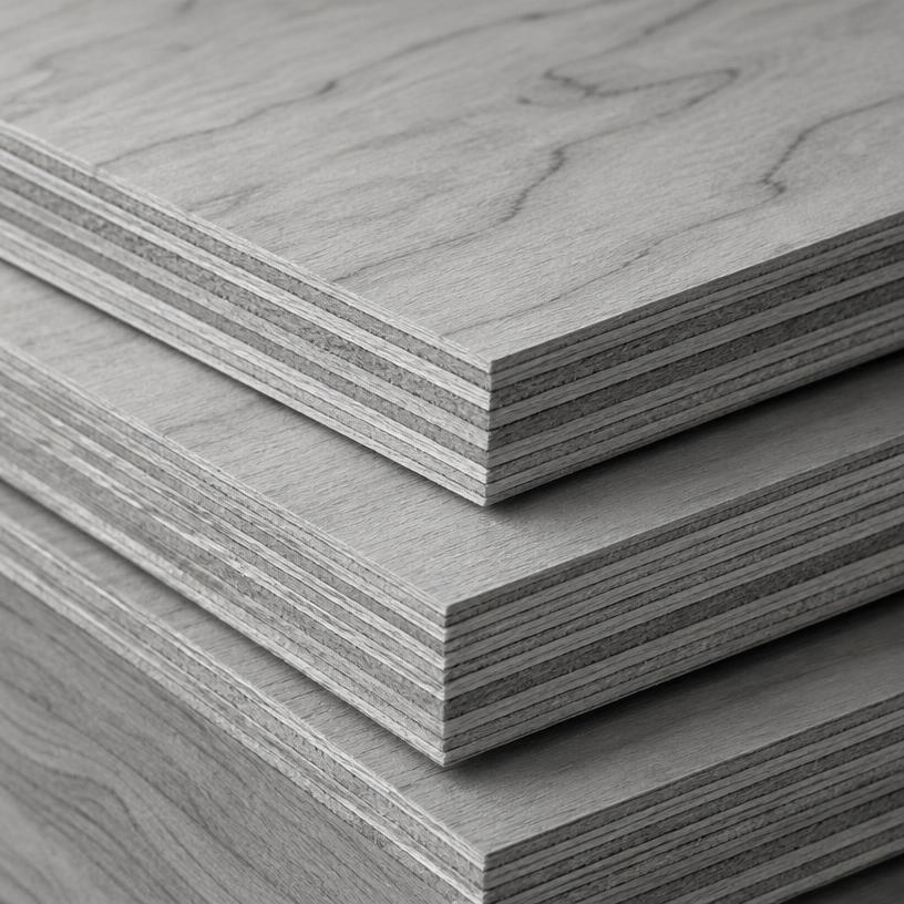 Close-up of layered plywood edges and wood grain