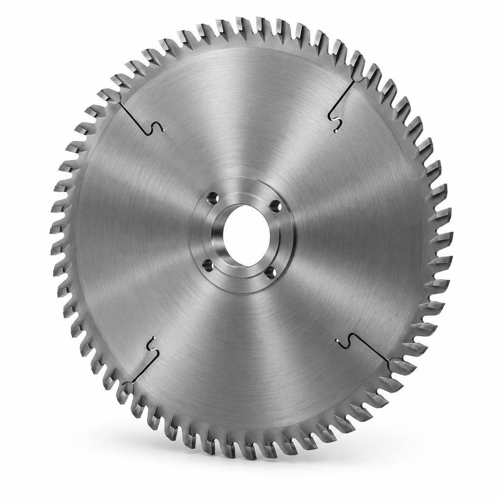 Monochrome studio rendering of an industrial circular saw blade