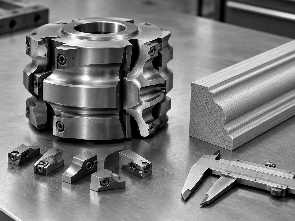 Custom profile cutter beside a machined timber moulding